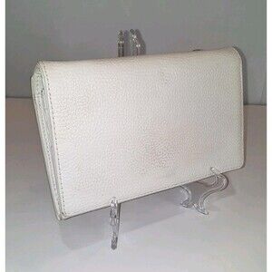 AllSaints Fetch Ecru Ivory Pebbled Leather Wallet Clutch Handbag Bag